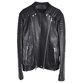 Balmain-Balmain Moto Biker Jacket in Black Lambskin Leather-Black