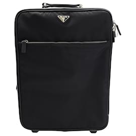 Prada-Prada Tessuto Saffiano Trimmed Luggage in Black Nylon-Black