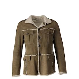 Yves Saint Laurent-Yves Saint Laurent Shearling Jacket in Brown Sheepskin-Brown