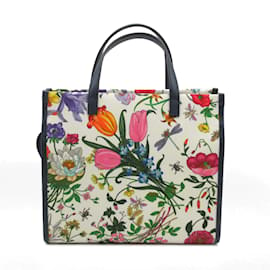Gucci-Floral Print Canvas Handbag 550141-Beige