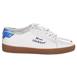 SAINT LAURENT SL06 Sneakers in Pelle Bianca e Blu Altro