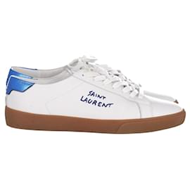 Saint Laurent-SAINT LAURENT SL06 Sneakers in White and Blue Leather-Other