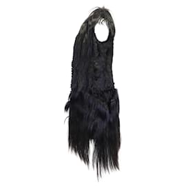 Maison Martin Margiela-Maison Margiela Sleeveless Fur Coat in Black Goat Hair-Black
