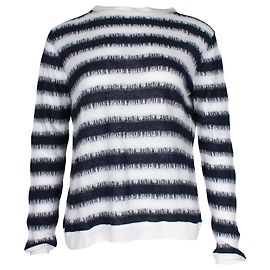 Christian Dior Pull Rayé en Lin Multicolore Bleu Marine