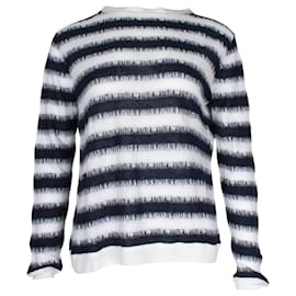 Dior-Christian Dior Striped Sweater in Multicolor Linen-Navy blue