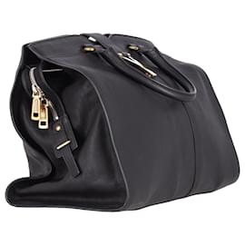 Yves Saint Laurent-Yves Saint Laurent Cabas Chyc Large Tote in Black Leather-Black