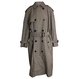 Céline-Trench coat Vichy Celine in lana marrone-Marrone