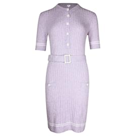 Chanel-Chanel Mini Dress with Belt in Purple Viscose-Other