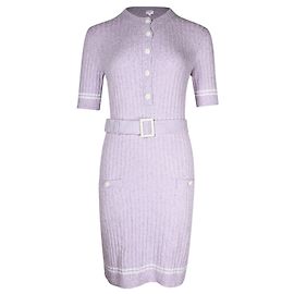Minivestido Chanel com Cinto em Viscose Roxa Outro