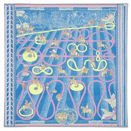 Hermès Ermete : quadrato a righe "Passate e serpentine" 90X90 cm Multicolore