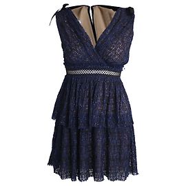 Self portrait Self-Portrait Metallic Pattern Mini Dress in Navy Blue Polyester Navy blue