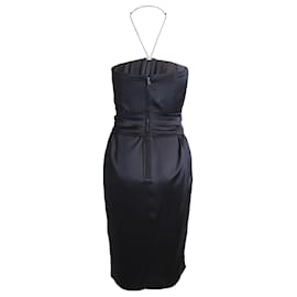 Dolce & Gabbana-Dolce & Gabbana Juwelenverziertes Kleid aus schwarzer Seide-Schwarz