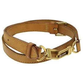 LOUIS VUITTON Shoulder Strap Leather 31.1""-38.2"" Beige LV Auth 43143 Beige