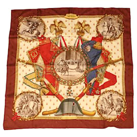 Hermès-HERMES CARRE 90 NAPOLEON Scarf Silk Wine Red Auth 42854-Other