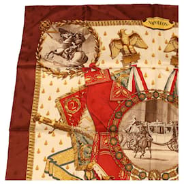 Hermès-HERMES CARRE 90 NAPOLEON Scarf Silk Wine Red Auth 42854-Other