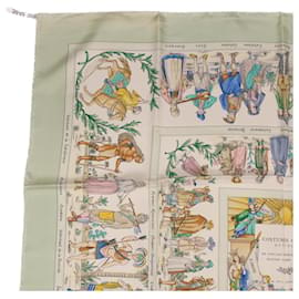 Hermès-HERMES CARRE 90 Scarf ""COSTUMES CIVILS ACTUELS"" Silk Green Auth am4429-Green