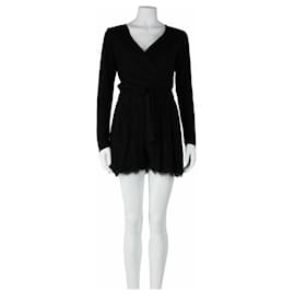 Diane Von Furstenberg-DvF Tillie playsuit with lace-Black