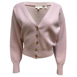 A.L.C-A.l.C. Cardigan boutonné en tricot extensible à manches longues et col en V Pull lilas-Violet