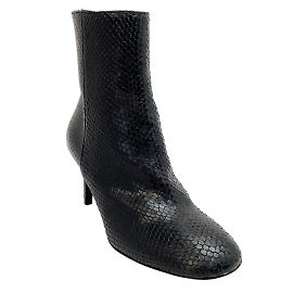 Bruno Magli Bota Michelle AGL Couro de Cobra Preto Preto