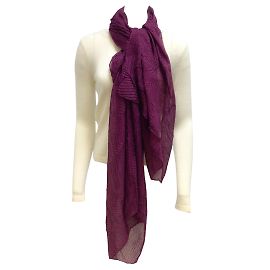 Cachecol longo de seda e caxemira plissado geométrico roxo Agnona Ameixa/envoltório Roxo