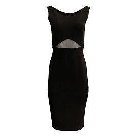 Schwarzes Akris-Kleid aus Wollnetz mit Cut-Outs Schwarz