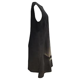 Akris-Akris Black, Brown, and Beige Sleeveless Printed Sheath Midi Dress-Black