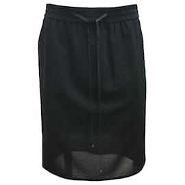 Akris Punto-Akris Punto Falda negra con cordón ajustable en la cintura-Metálico