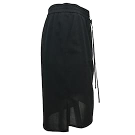 Akris Punto-Akris Punto Jupe noire à taille élastique réglable avec cordon de serrage-Métallisé