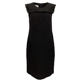 Akris Punto-Akris Punto Black Wool Boucle Tweed Sleeveless Dress-Black