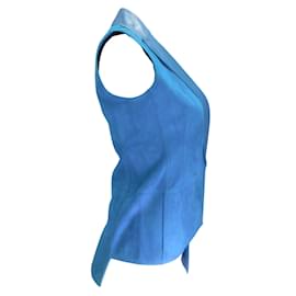 Akris-Chaleco de ante y piel de cordero turquesa Akris-Azul