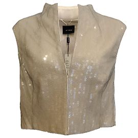 Akris Taupe Felicity - Gilet superposé en maille à sequins Beige