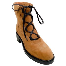 Stivaletti stringati Laurence Dacade in pelle scamosciata beige Coleen Marrone