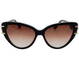 Occhiali da sole Lanvin neri con aste logo oro Nero