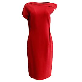 Lanvin-Lanvin Red Wool Raw Seam Asymmetric Dress-Red