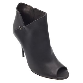 Coleção Calvin Klein Botas de couro marrom escuro com salto alto e bico aberto / botas Marrom