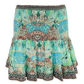 Falda corta fruncida Camilla Aqua Multi Turn Back Time Multicolor