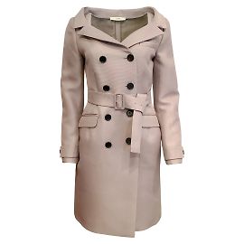Prada Cappotto con cintura a collo largo foderato color malva Altro