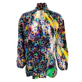 Prada-Prada-Bluse mit mehreren Blumenmuster und Bindekragen-Mehrfarben