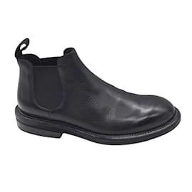 Autre Marque-Marsell Black Pull-On Leather Ankle Boots-Black