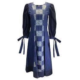 Mary Katrantzou Vestido midi de patchwork azul Tracey Azul