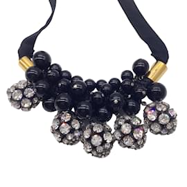 Marni-Collier avec pendentif boule sphérique orné de cristaux noirs Marni-Noir