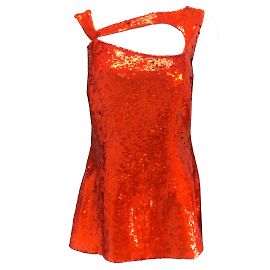 Escada 'Norelian' Orange Sequined Sleeveless Top in Gladiola Orange
