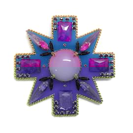 Erickson Beamon-Erickson Beamon Blue / Purple Girls On Film Brooch-Golden