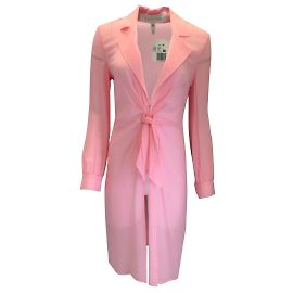 Escada Vintage Robe en soie transparente à manches longues rose Rose
