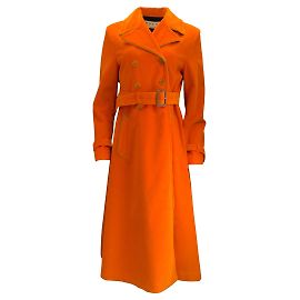 Marni Orange 2022 Mittellanger, mit Gürtel gefütterter Cordmantel aus Lammleder mit Besatz Orange