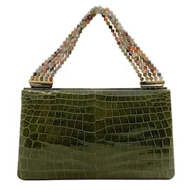 Autre Marque-Darby Scott Spruce Green Crocodile Necklace Bag-Green