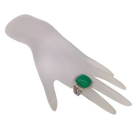 David Yurman Green Onyx Diamond Sterling Silver Albion Ring Green