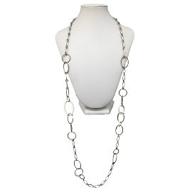 David Yurman Sterling Silber / 18k Goldkeramik-Halskette Silber