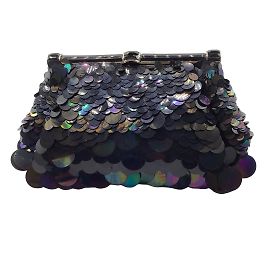 Judith Leiber Schwarze schillernde runde Paillette-Clutch mit Pailletten Schwarz