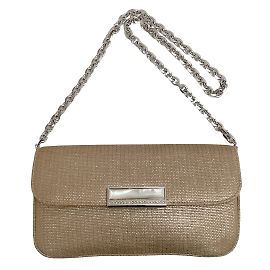 Judith Leiber Sac en raphia en tweed doré avec fermoir en nacre Doré